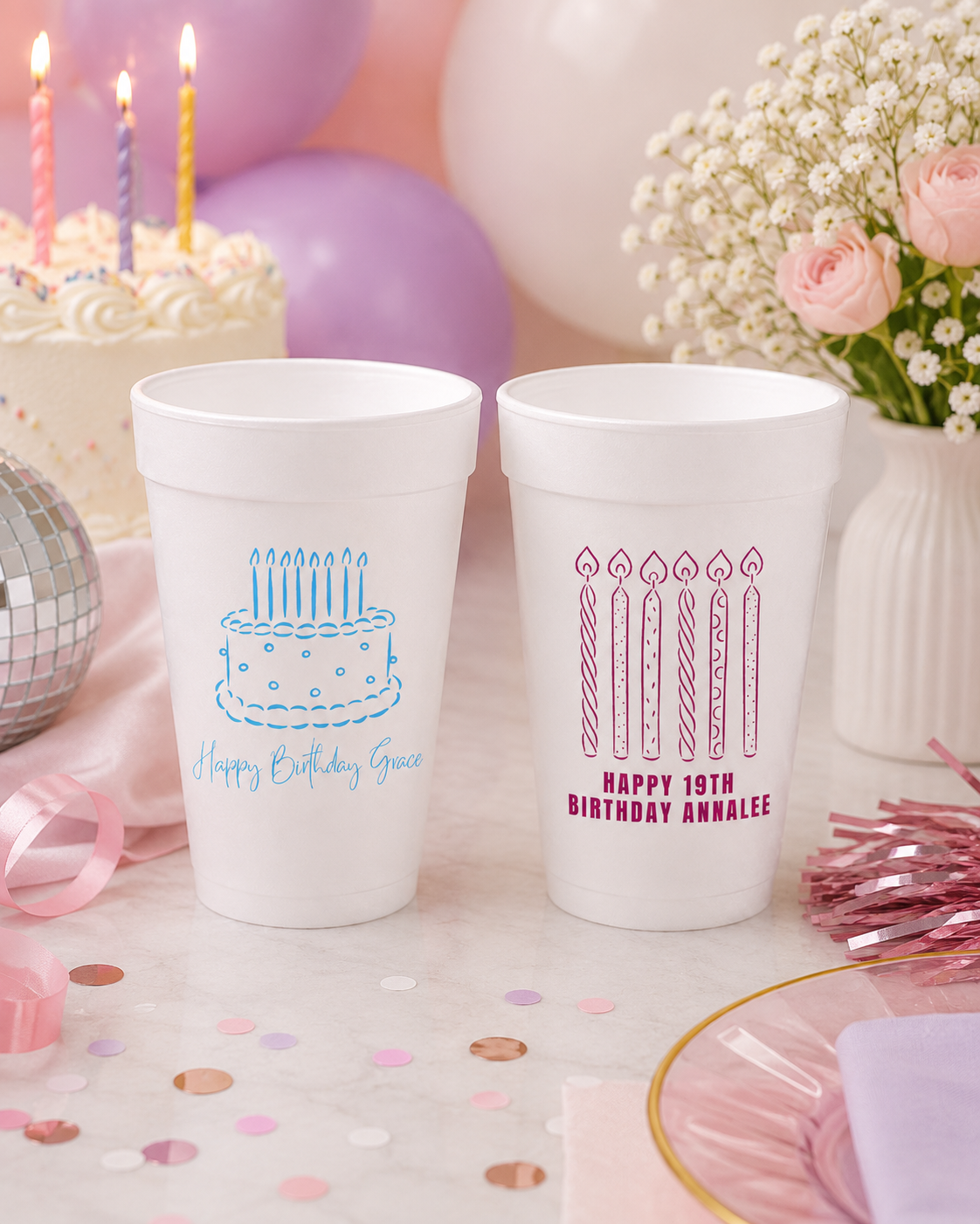 Birthday Cake Personalized Foam Cup