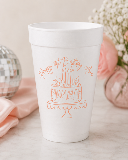 Deluxe Birthday Cake Personalized Foam Cup