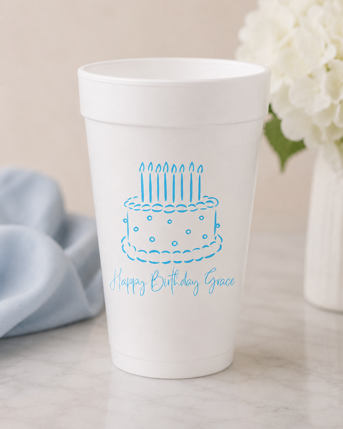 Birthday Cake Personalized Foam Cup