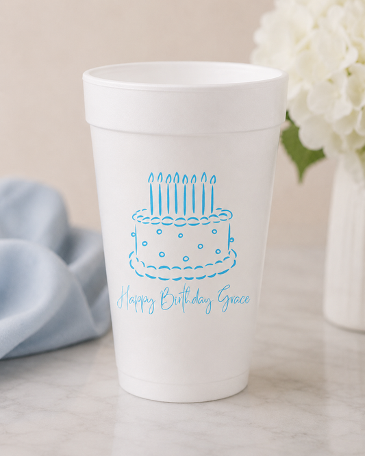 Birthday Cake Personalized Foam Cup