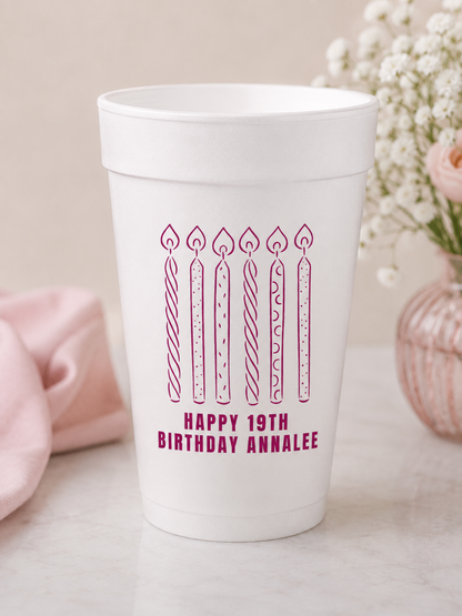 Birthday Candles Personalized Foam Cup