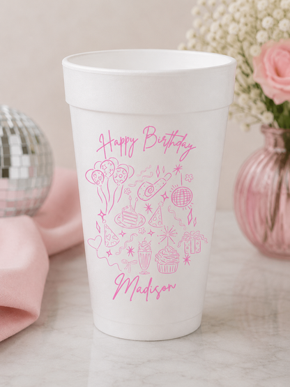 Birthday Party Collage Personalized Foam Cup