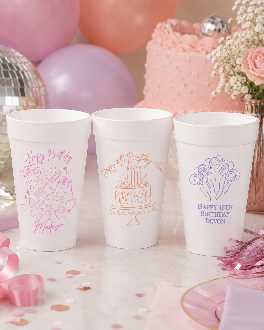 Birthday Party Collage Personalized Foam Cup