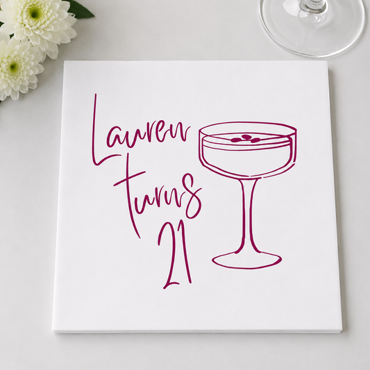 Personalized Espresso Martini 21st Birthday Napkin