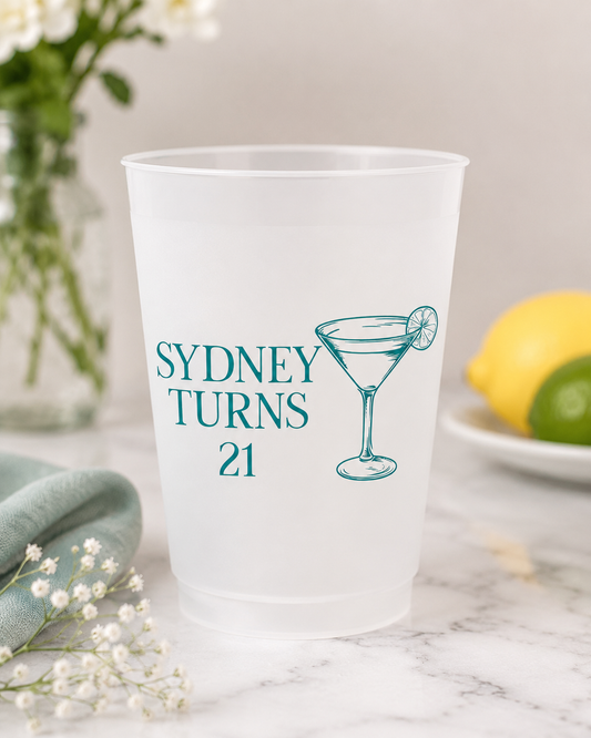 Personalized Martini Glass 21st Birthday Frosted Cup