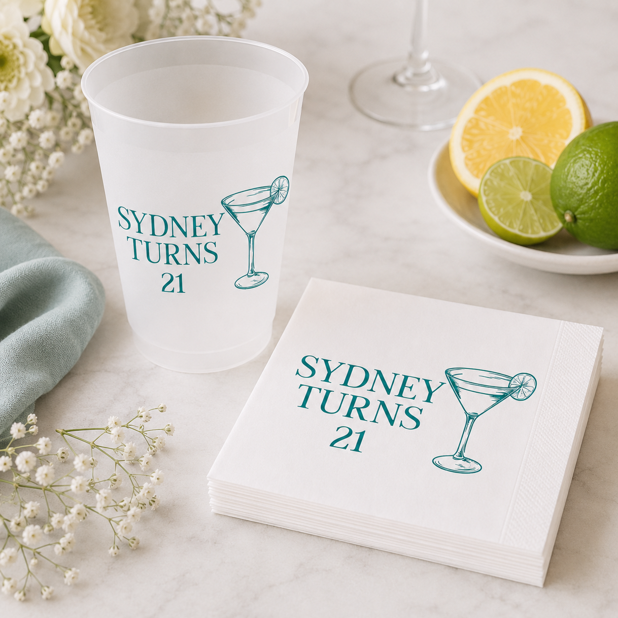 Personalized Martini Glass 21st Birthday Frosted Cup